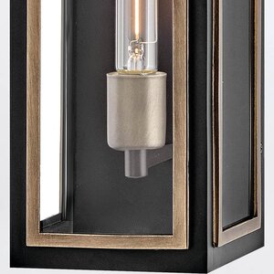 Shaw 1 lt Wall Lantern - Black with Burnished Bronze Accents 7