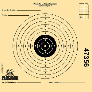 AKAH Luftgewehr-Scheibe 12x12cm mit 10 Ringen