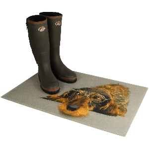 Dachshund doormat with glasses 3
