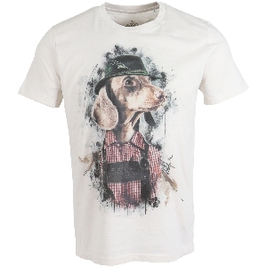 ALMTRACHT Camiseta perro salchicha con sombrero, beige