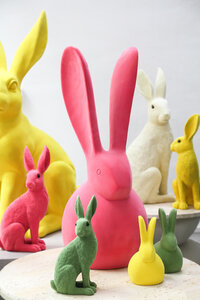 Iagan Pink flocking terracotta sitting rabbit XL 5