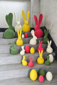 Iagan Green Flock Fabric Terracotta Rabbit sitting S 3