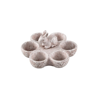 Lelu egg holder made of white cement with rabbit 1