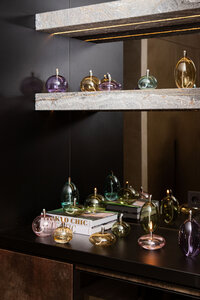 Adilia Teal glazen olielamp rond S 5