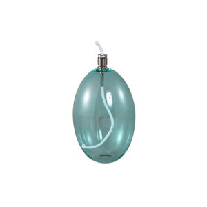 Adilia oil lamp round tall made of teal-colored glass 1