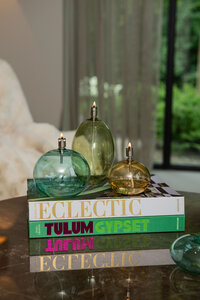 Adilia Moss Green Glass Oil Lamp round tall 4