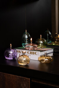 Adilia Moss Green Glass Oil Lamp round tall 7