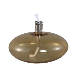 Adilia oil lamp round low made of amber-colored glass 1