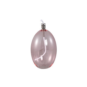 Adilia oil lamp round tall made of light pink glass 1