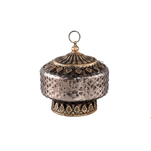 Decoritz lanterne LED ronde en verre bronze