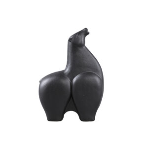 Honore Black Horse Ceramic Statue Head Up 1