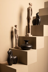 Honore Black Horse Ceramic Statue Head Up 2