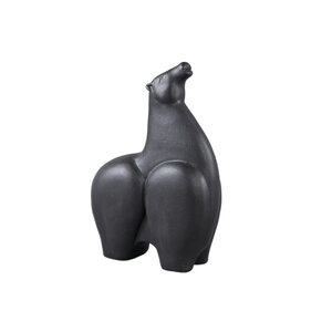 Honore Black Horse Ceramic Statue Head Up 4