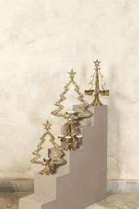 Yindee Ant Gold cast aluminum tree candle holder S 4