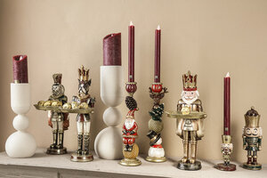 Yuki red poly reindeer candle holder with snowman 2