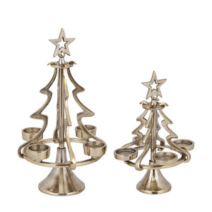 Glynn Ant Gold Aluminium candle holder tree-shaped S 3