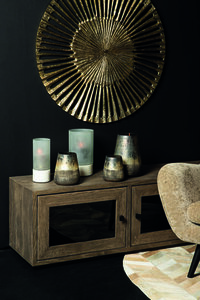 Travers Grey Glass Stormlight round table lamp antique finish M 2