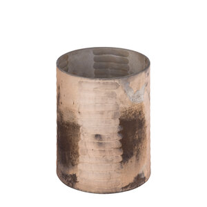Somer Pink glazen stormlicht rond met gravure 1