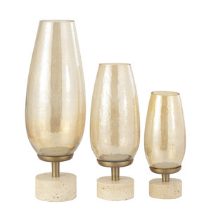 Sajeth Brass shiny glass hurricane lantern on base M 3
