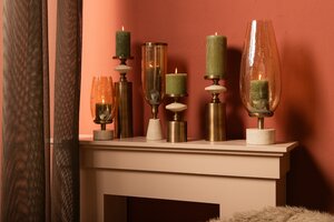 Sajeth Brass shiny glass hurricane lantern on base M 6