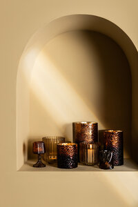 Saida Brown Glass Hurricane Lamp with Beads and Dark Base S 3
