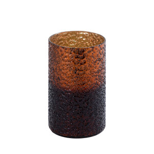 Saida Brown Glass Hurricane Lamp with Beads, dark base M 1