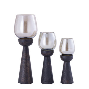 Qez Brown mango wood storm light glossy glass M 6