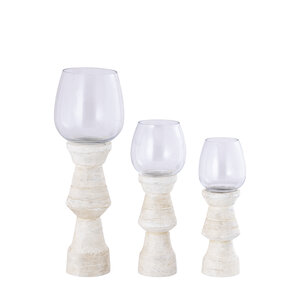 Qez Cream Mango Wood Stormlight Clear Glass L 6
