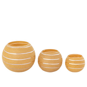 Numair Yellow Round Glass Hurricane Lamp with Velvet Cover S 4