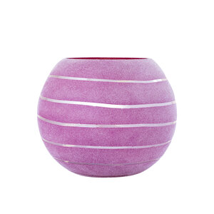 Numair Pink round glass hurricane lantern with velvet cover L 1