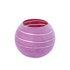 Numair Pink round glass hurricane lantern with velvet cover L 3