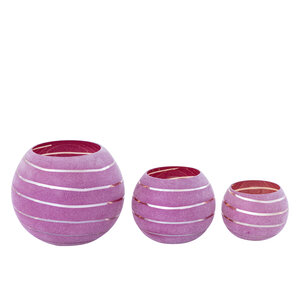 Numair Pink round glass hurricane lantern with velvet cover L 4