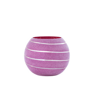 Numair Pink verre rond photophore tempête avec revêtement en velours S 1