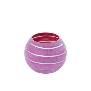 Numair Pink verre rond photophore tempête avec revêtement en velours S 3