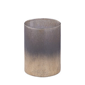 Monroe Black Glass Hurricane Lantern with Gold Finish L 3