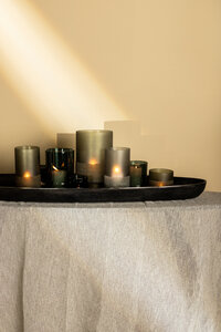 Miral Green Glass round Stormlight with frosted base L 6