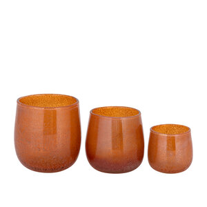Merian Orange glossy glass hurricane lantern S 2