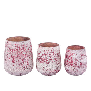 Marcy Pink glass storm lantern round shaped rough XS 3