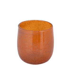 Merian Orange glossy glass hurricane lamp L 2