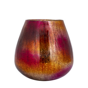 Mayna Pink Orange Glass Ball Hurricane Lamp crackle L 1