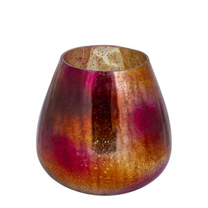 Mayna Pink Orange Glass Ball Hurricane Lamp crackle L 4