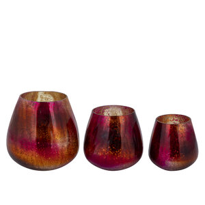 Mayna Pink Orange Glass Ball Hurricane Lamp Crackle S 2