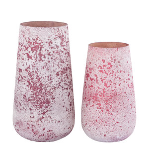 Marcy Pink glass storm lamp round shaped coarse L 3