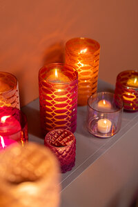 Marabel Pink photophore rond en verre avec finition brillante 6