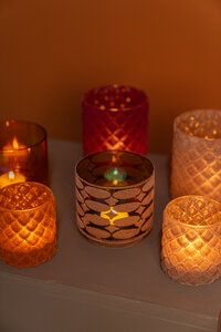 Marabel Purple round glass storm lantern with glossy finish 3