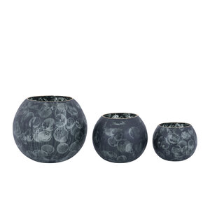 Maky Grey round glass hurricane lantern with golden lid S 2