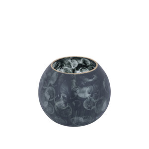 Maky Grey round glass hurricane lantern with golden lid S 4