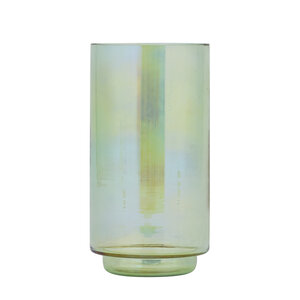 Marabel Green round glass hurricane lantern with lustre effect 1