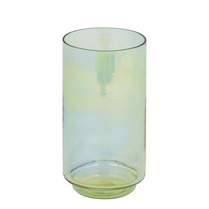 Marabel Green round glass hurricane lantern with lustre effect 4