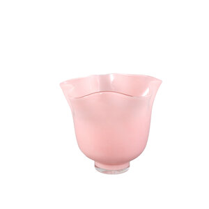 Macarena Light Pink Glass round storm lantern wavy 1